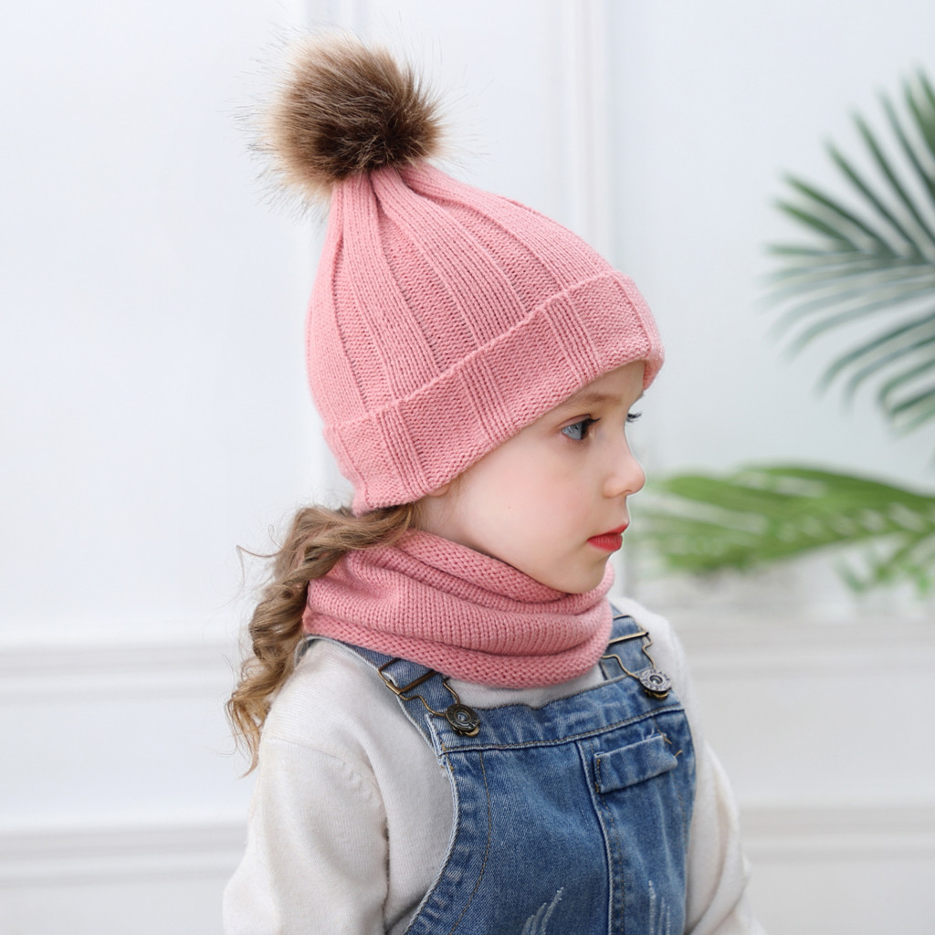 Ensemble bonnet écharpe pour enfants | Lot de 2 pièces, bonnet d'hiver en tricot torsadé solide, mignon écharpe chaude, chapeau czapka i komin colortin