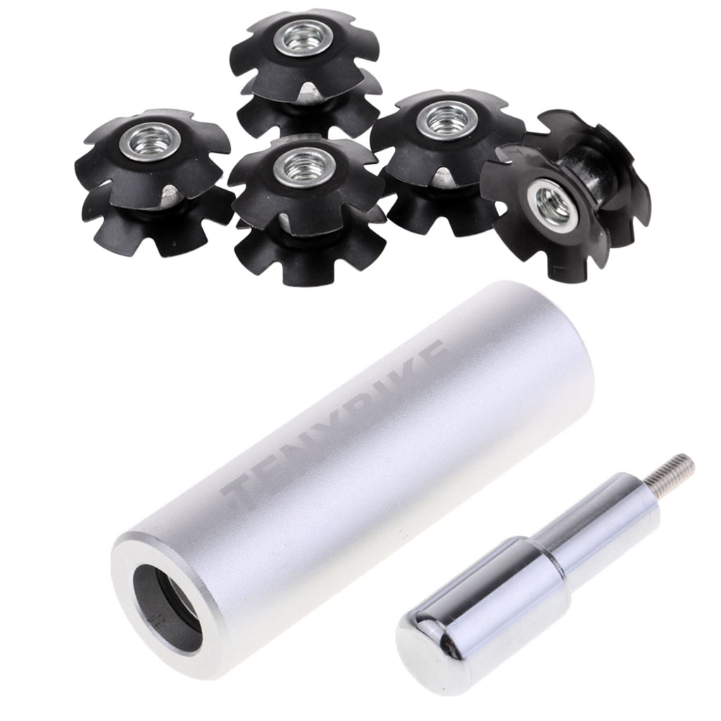 Bicycle Star Nut Installation Tool with 5Pcs MTB Bike Headset Star Washer Nut for Fork Steertubes