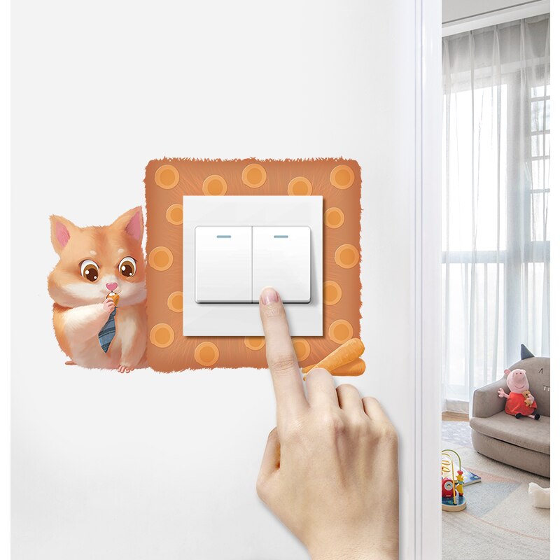 Modern minimalist cartoon switch sticker wall sticker socket bedroom living room wall decoration light switch