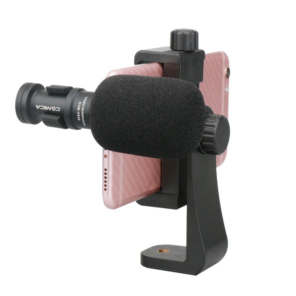 Comica CVM-VS08 Mobile Phone Microphone Video Mic For iPhone Samsung Smartphone with Wind Muff Rotated Phone Stand