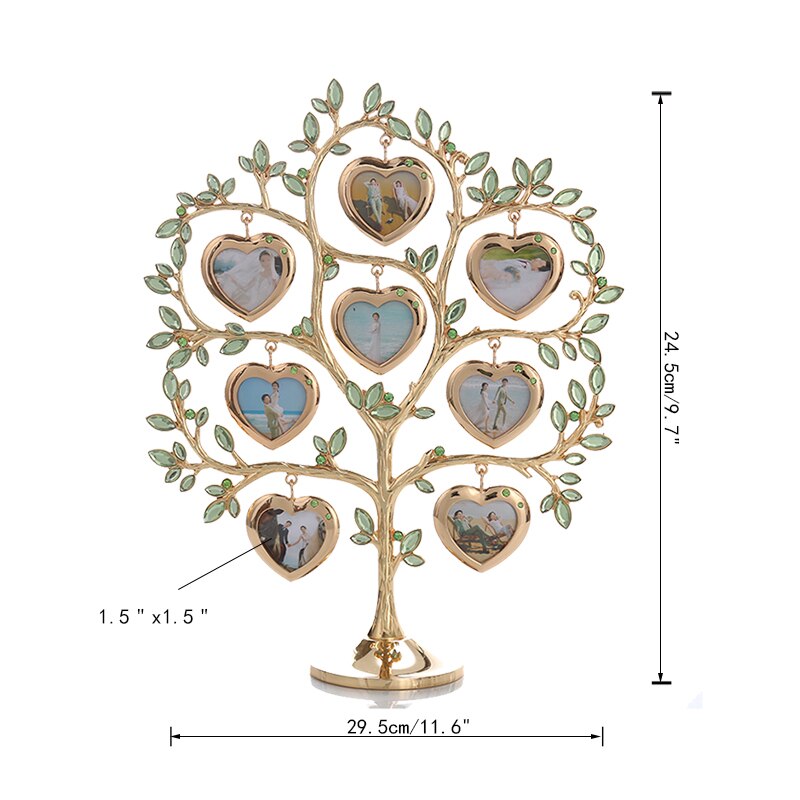 LASODY FAMILY TREE WITH 8 HANGING PICTURE FRAMES METAL TABLE TOP PHOTO FRAME DECORATION