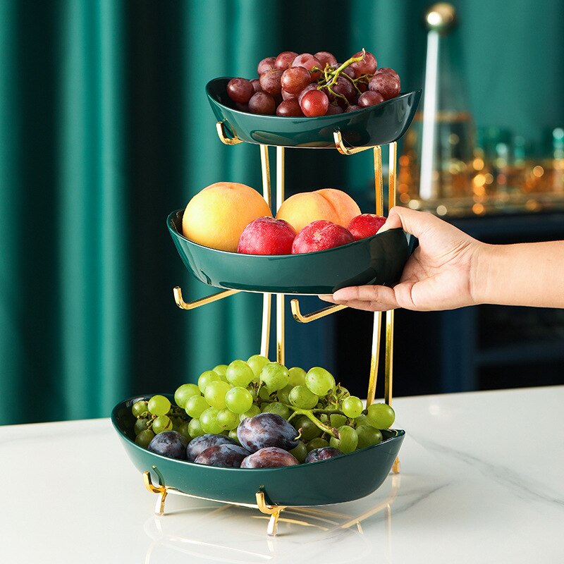 Nordic Ceramic Fruit Plate Living Room Multi-layer Fruit Dish Snack Basket Household Dry Fruit Bowl Fruit Bowl Luxury