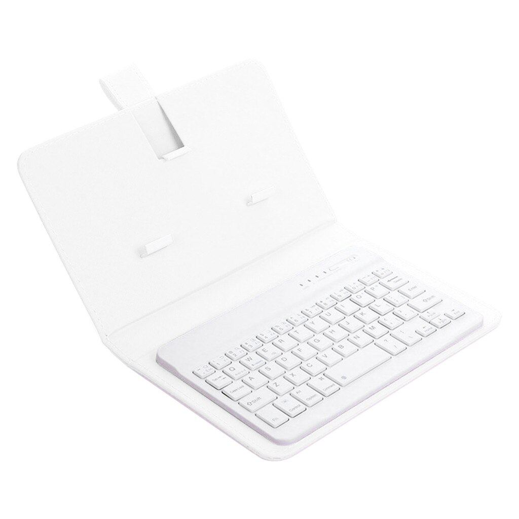 Mini clavier bluetooth sans fil en cuir Portable, pour iPhone, téléphone Android, tablette de divertissement de bureau à faible bruit: WH