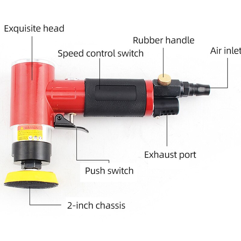 Mini Pneumatic 2"/3" Grinding Machine Car Polisher Air Polisher Orbital Sander Electric Grinding Polishing Machine Air Powered