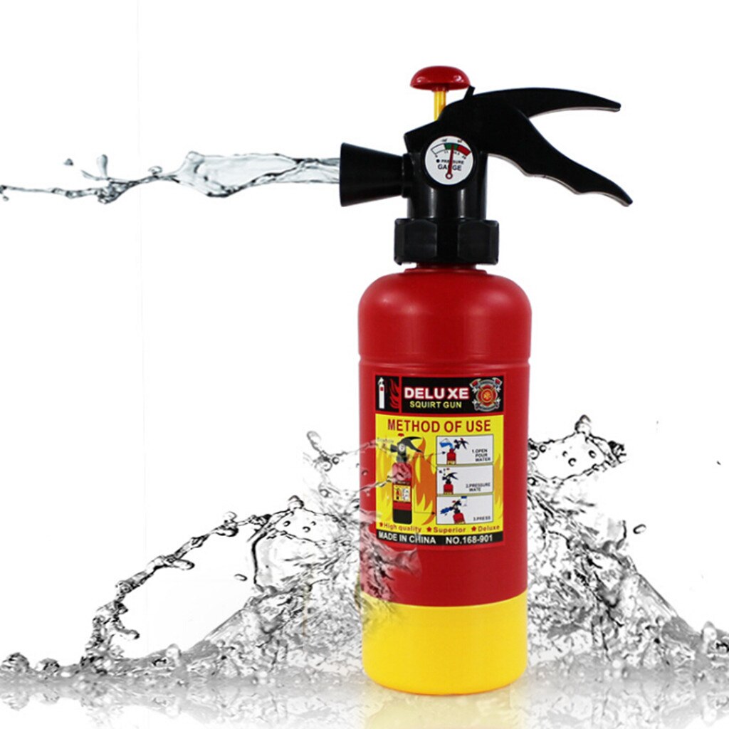 One Piece Practical Plastic Fire Extinguisher Shaped Simulation Squirt Water Guns Toy for Kids Children Summer Funny Toy