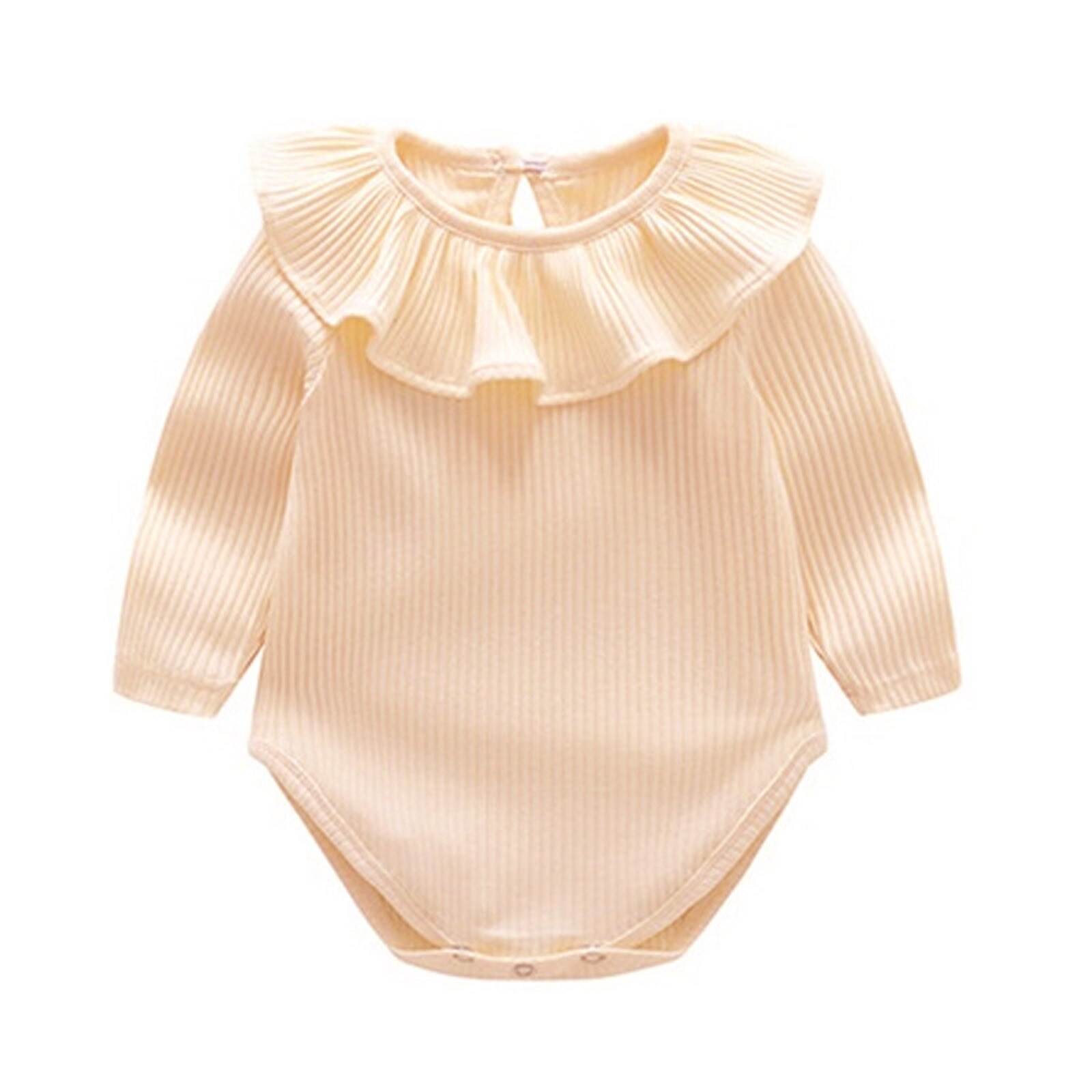 Kids Kleding Peuter Baby Baby Jongens Meisjes Kleding Solid Ruches Romper Jumpsuit Outfits Kinderen Casual Kleding: Beige / 90