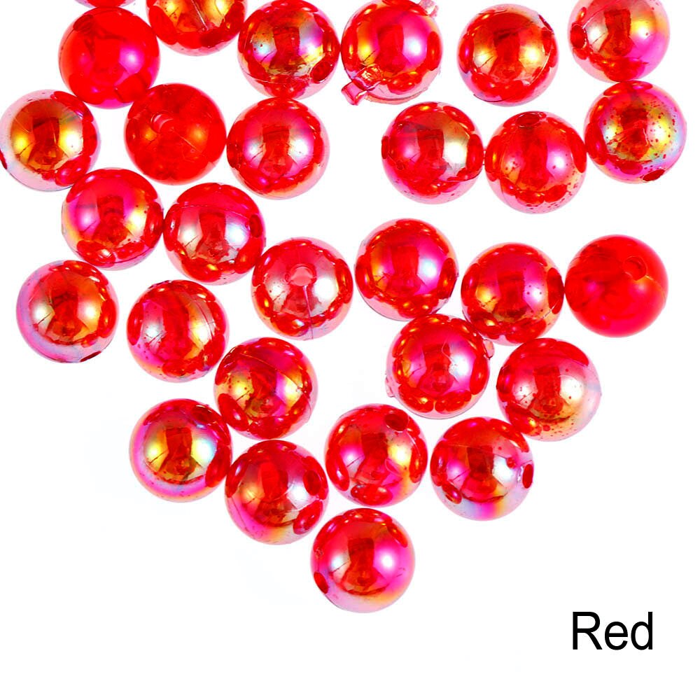 50pcs 8mm Colorful DIY Beads Round Acrylic Handmade Beads with Hole for Craft Making DIY Bracelet Necklace: red