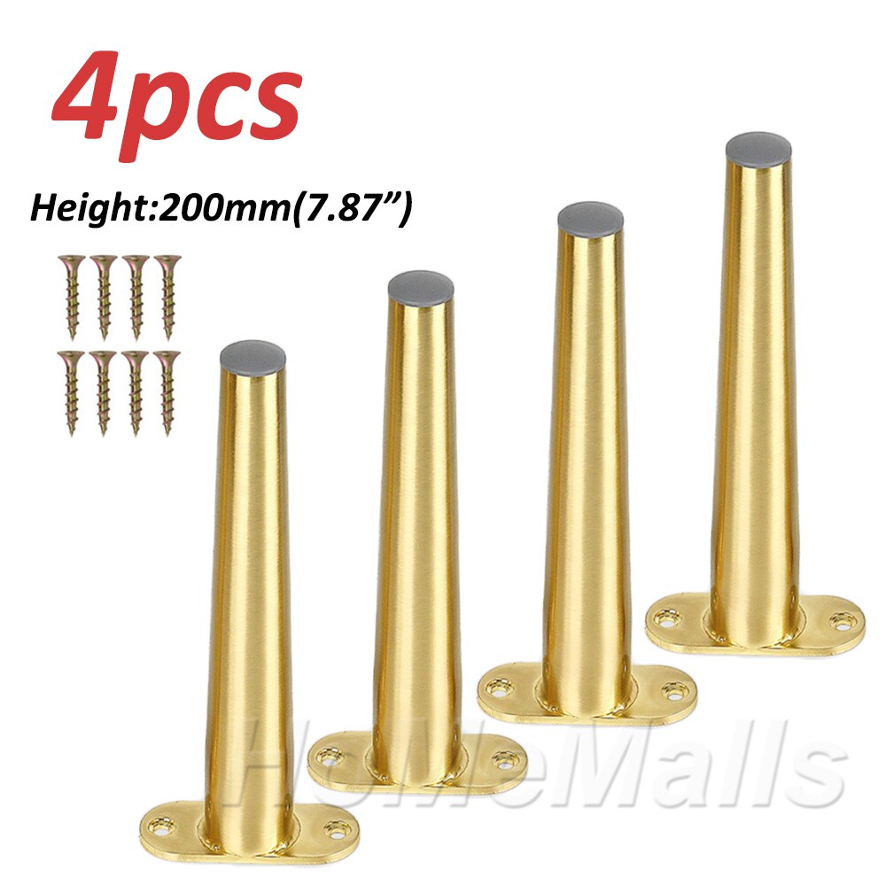 1/4pcs Heavy Duty Metal Furniture Legs As Replacement for Sofa Office Couch Cabinet TV Stand Legs Black or Gold Furniture Feet: 4pcs Gold 200mm