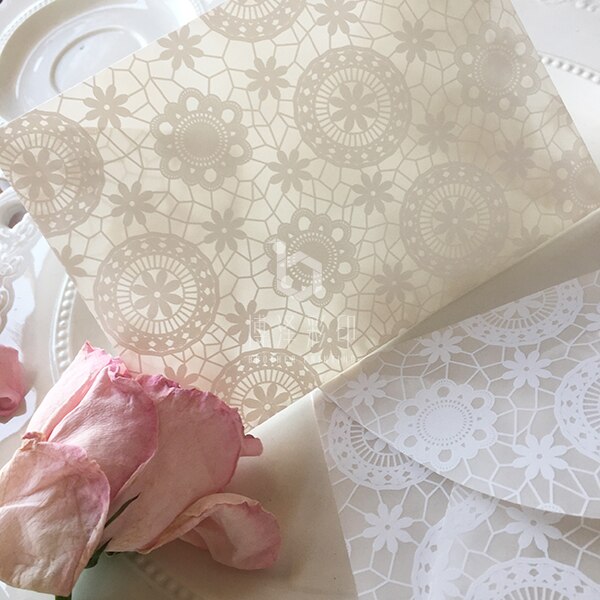 20pcs/lot Sulfuric Acid Paper Lace Envelopes, Postcard Packing Envelope Bag, Wedding Invitation Envelopes