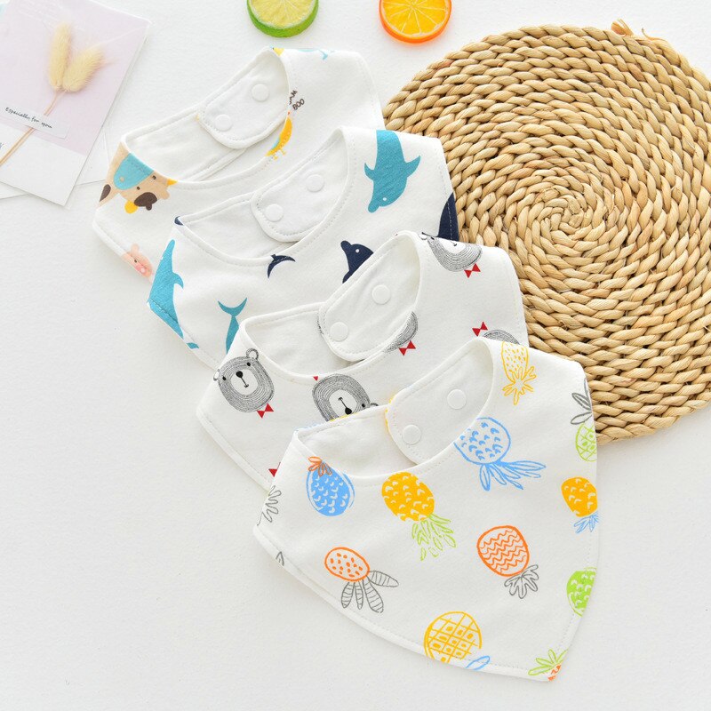 Slabbers Driehoek Dubbele Katoen Slabbetjes Cartoon Print Speeksel Handdoek Baby Burp Doek Baby Jongens Meisjes Voeden Schort Bandana Slabbetjes