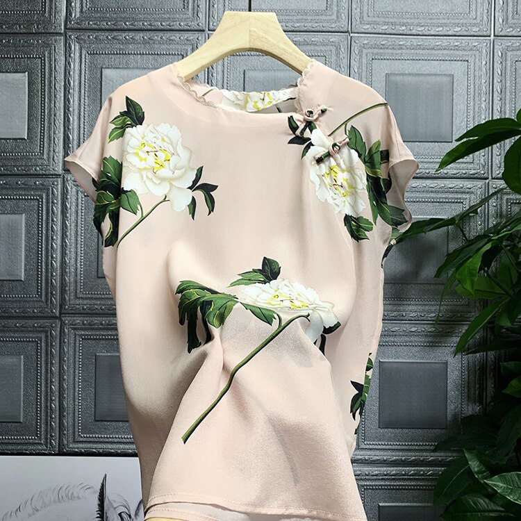 Chinese Traditionele Vrouwen Vintage Bloemenprint Qipao Tops Oosterse Kleding Hanfu Tee Shirt Qi Pao Cheongsam Tang Blouse T-shirt: 4 / XXL