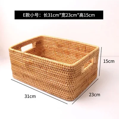 Vietnam Bamboo Woven Basket Box Minimalist Home Rattan Storage Basket Rectangular Woven Sundries Sorting Clothing Storage Box: DEEP BLUE