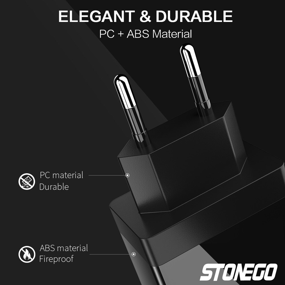 STONEGO cargador de pared USB multipuerto de 31W, salida de 4 puertos con puerto USB QC 3,0 + 3, carga rápida cargador de viaje carga multipuerto