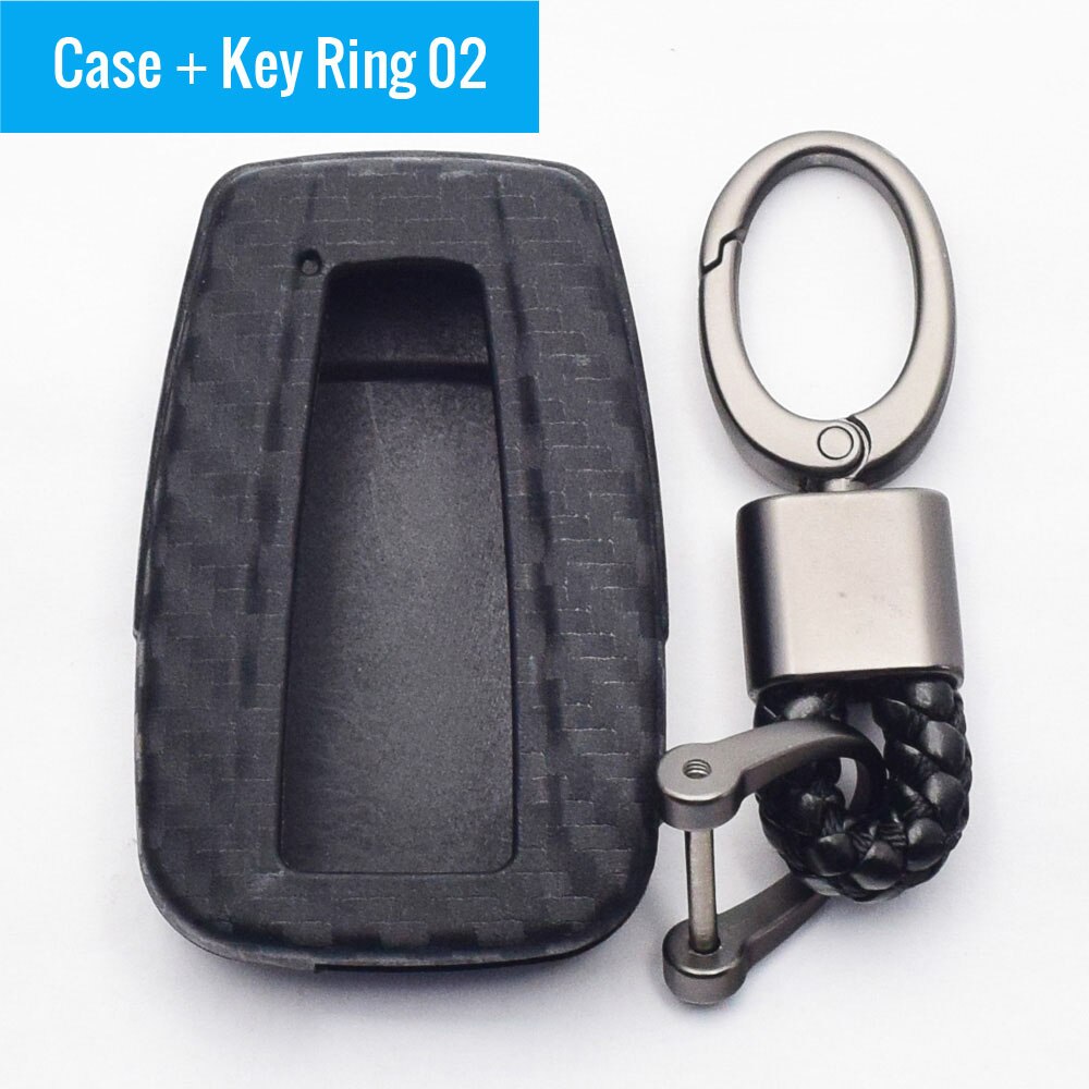 Carbon Silicone Car Key Case For Toyota CHR C-HR Camry RAV4 Smart Keyless Remote Fob Cover Keychain Protector Keys Bag: Case and Key Ring 02