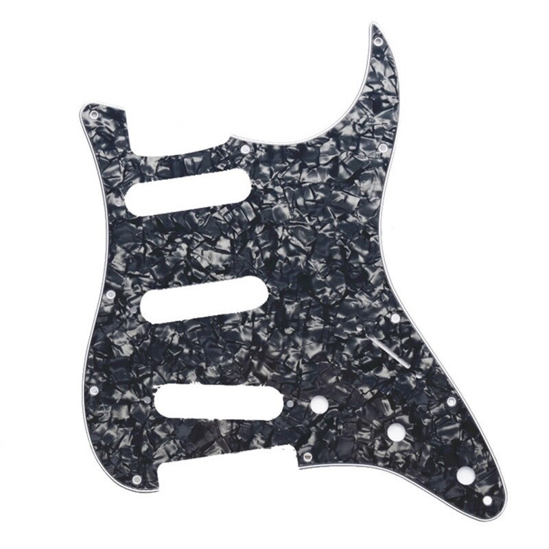 11 håls strat st sss single coil pickups gitarr pickguard repplatta med skruvar för amerikansk gitarr 62 stratocaster: Svart pärla