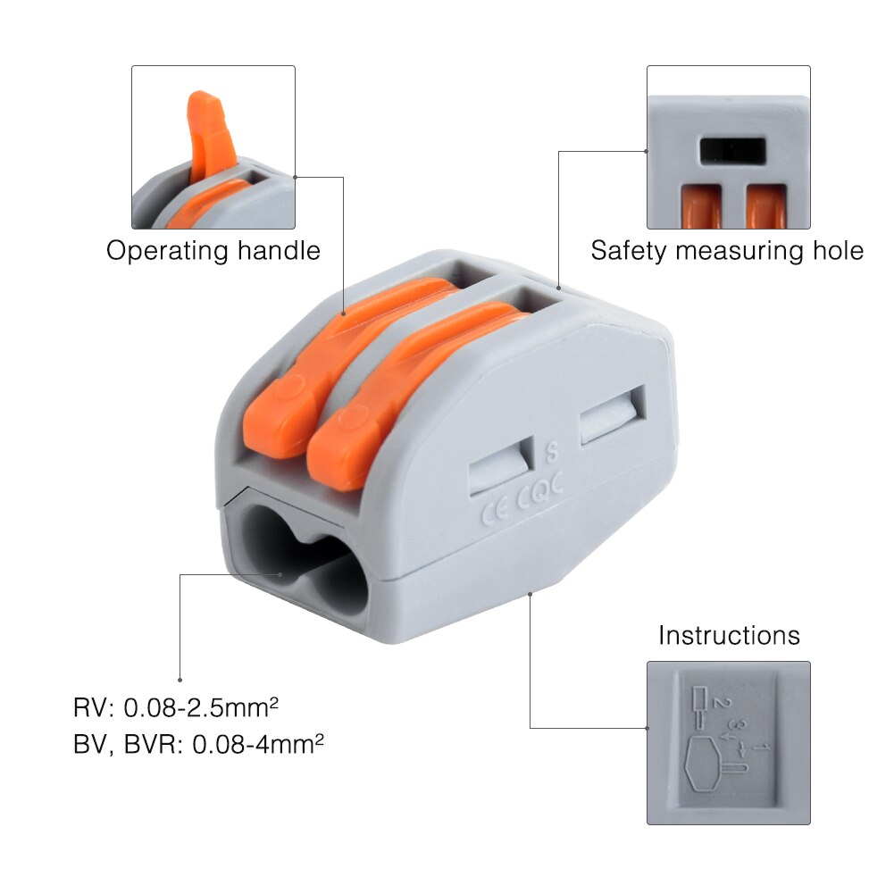 Electrical Wire Connectors Insulated Wiring Terminal Conductor Lever Nut Conductor Compact Wire Connector Plug-in Wire Connector
