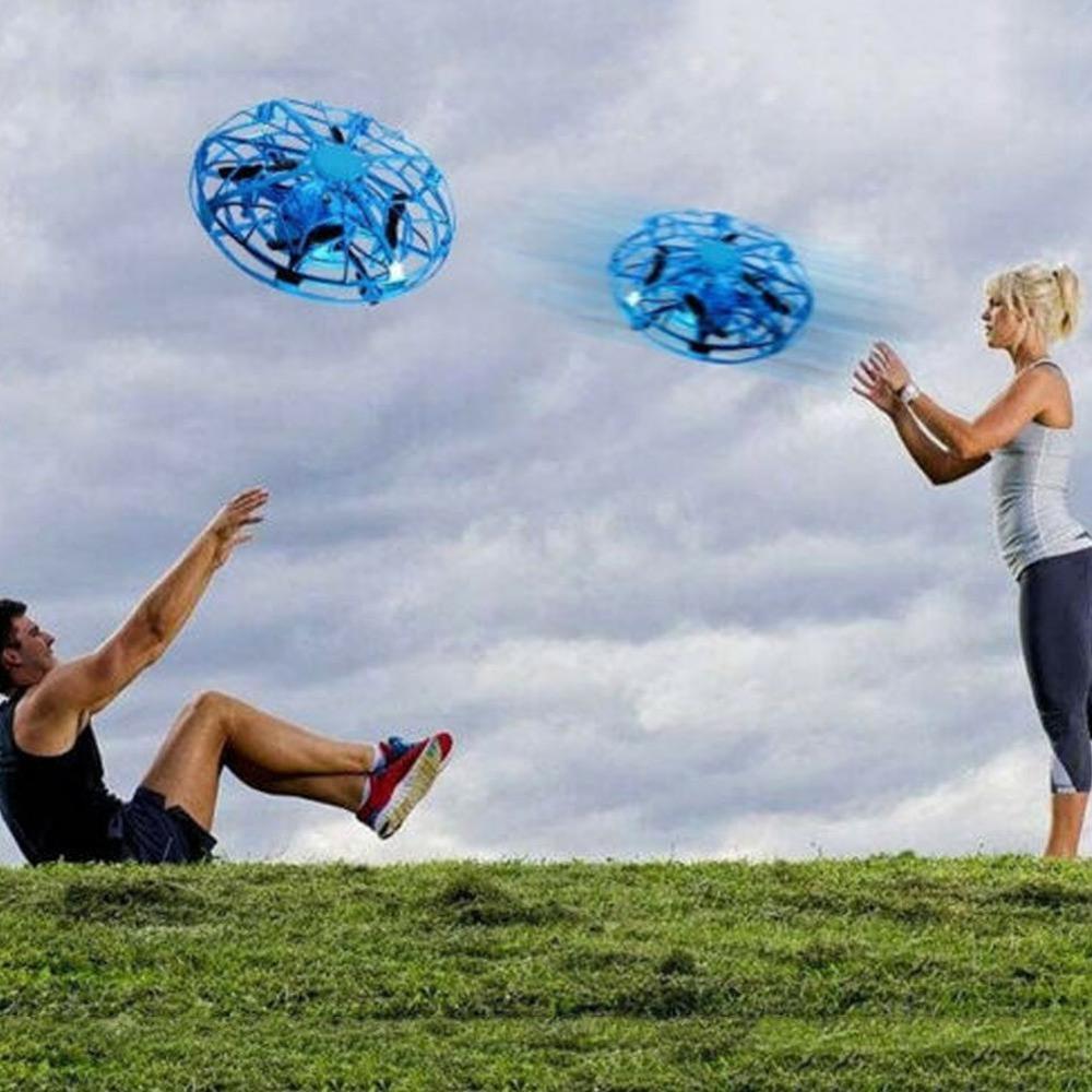 BLAUW UFO Vlucht Simulator Zelf Avoidance Handbediende Drone Rc Afstandsbediening Racing Multidirectionele Vliegtuigen Inductie Speelgoed