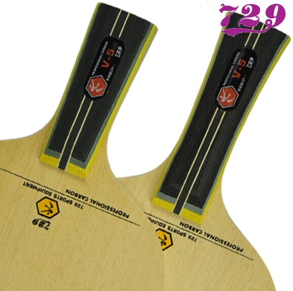 729 V-5 de la Amistad (V5, 5 5) 5 + 2 de carbono fuera de la hoja de tenis de mesa para raqueta de PingPong