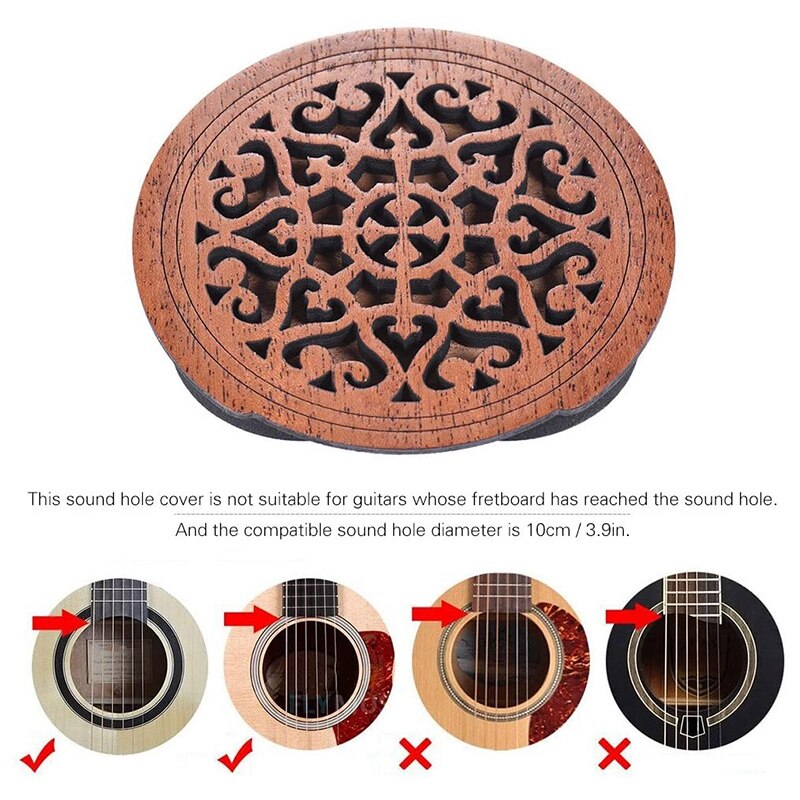 Gitarr trä soundhole ljud hål lock block feedback buffert mahogny trä för eq akustiska folk gitarrer, stil 2