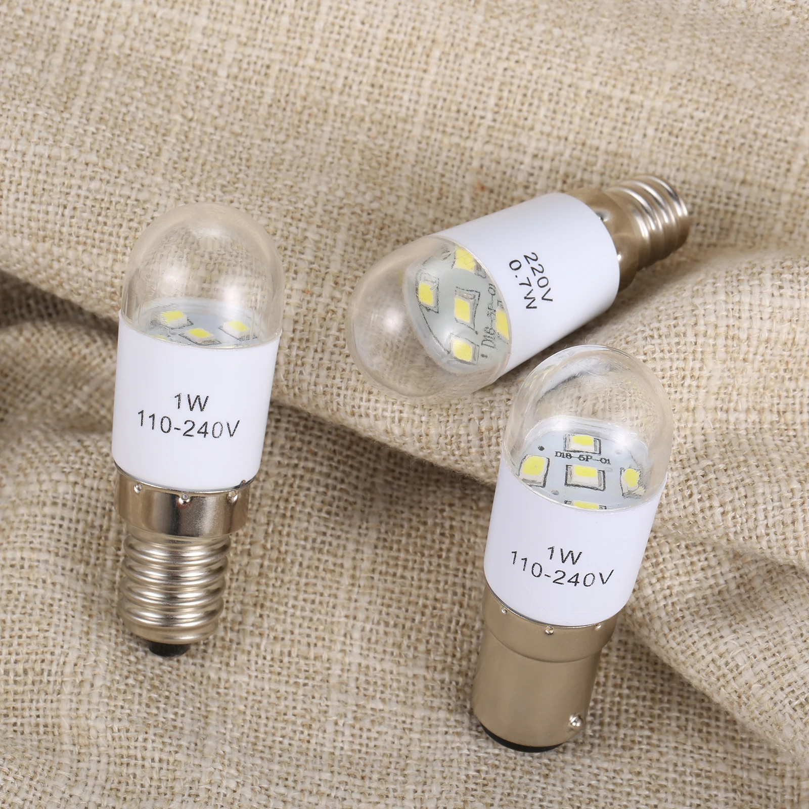1pc Household Sewing Machine Light Universal LED Bulb BA15D/E14/E12 110-220V 1W Illuminate Lamp Threaded /Plug-in Craft DIY