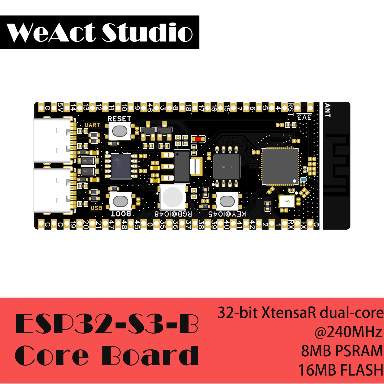ESP32-S3-N16R8 WiFi Bluetooth-compatible BLE 5.0 Mesh Development Board ESP32S3 Wireless Module Micropython