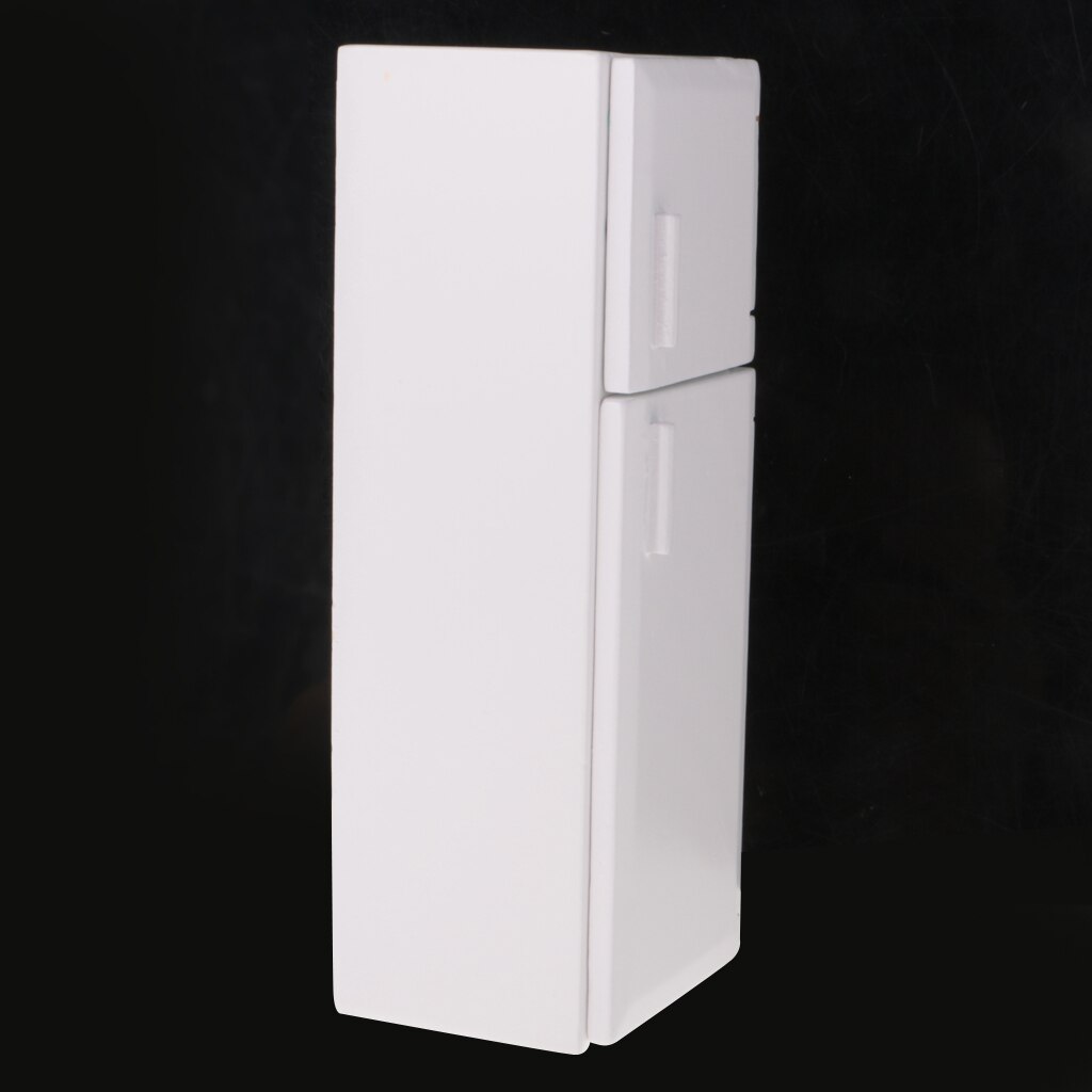 1/12 Dollhouse Miniature Kitchen White Wooden Fridge Refrigerator Freezer 1:12 Doll House Decor Classic Toys for Child Kids