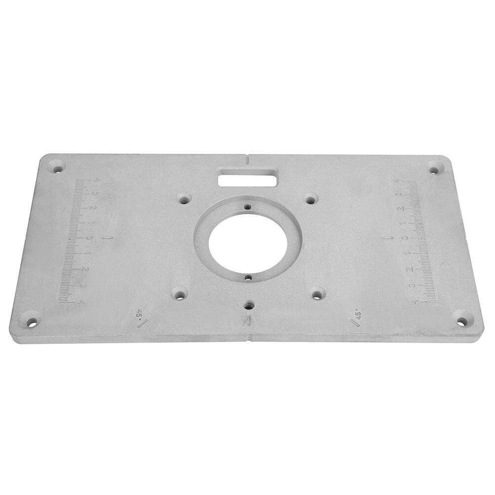 235 x 120 x 8mm aluminium træbearbejdning diy router bordindsatsplade med 4 ringskruer til træbearbejdning fræsebordspladebænke