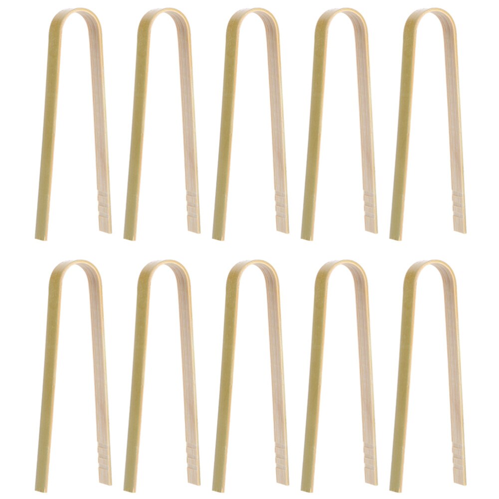 10Pcs Tong Grip Natuurlijke Bamboe Keuken Tang Toast Tang Grill Bamboe Clip
