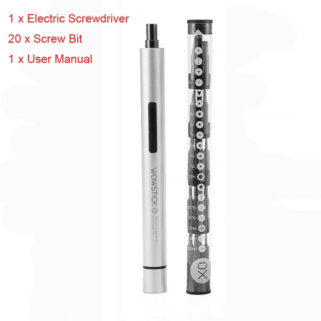 Wowstick-destornillador eléctrico portátil, Kit de atornillador recargable, inalámbrico, LED: Blanco