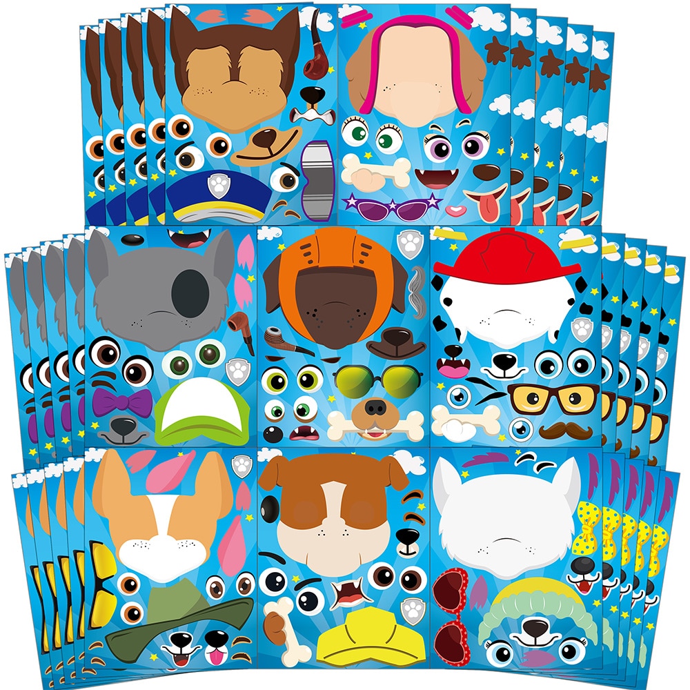 40pcs Dog Make-a-face Stickers Sheets, Make Your Own Dog Stickers Fun Craft Project for Kids Party Favor, Class Reward