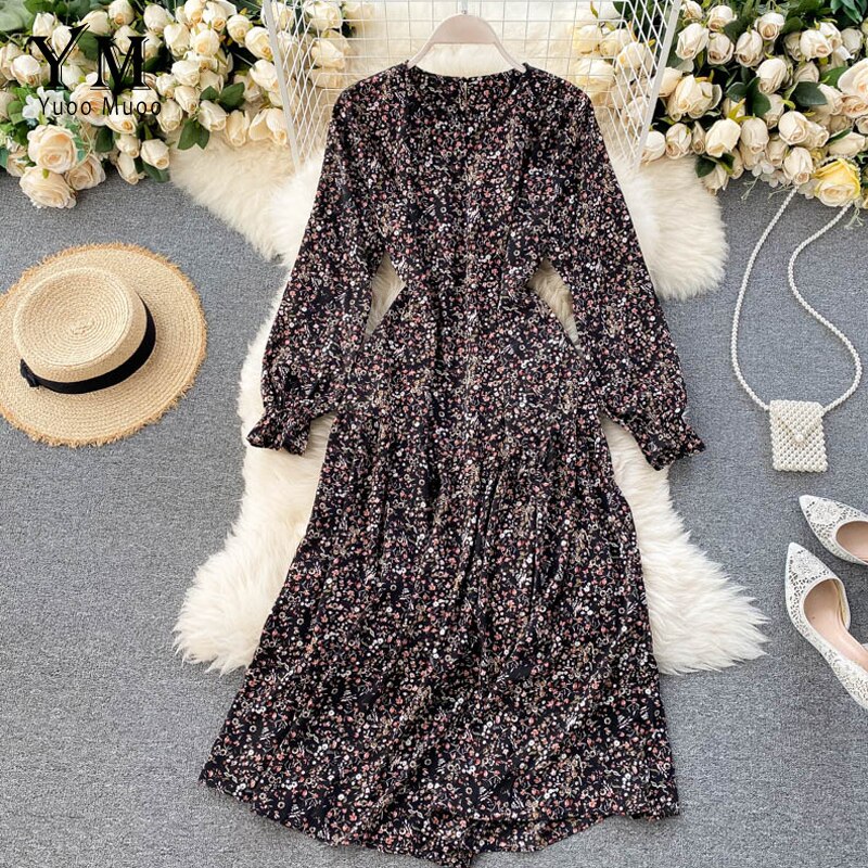 Zomer Strand Maxi Jurk Vrouwen Bloemenprint Boho Lange Chiffon Jurk Ruche Wrap Casual V-hals Split Sexy Feestjurk Robe