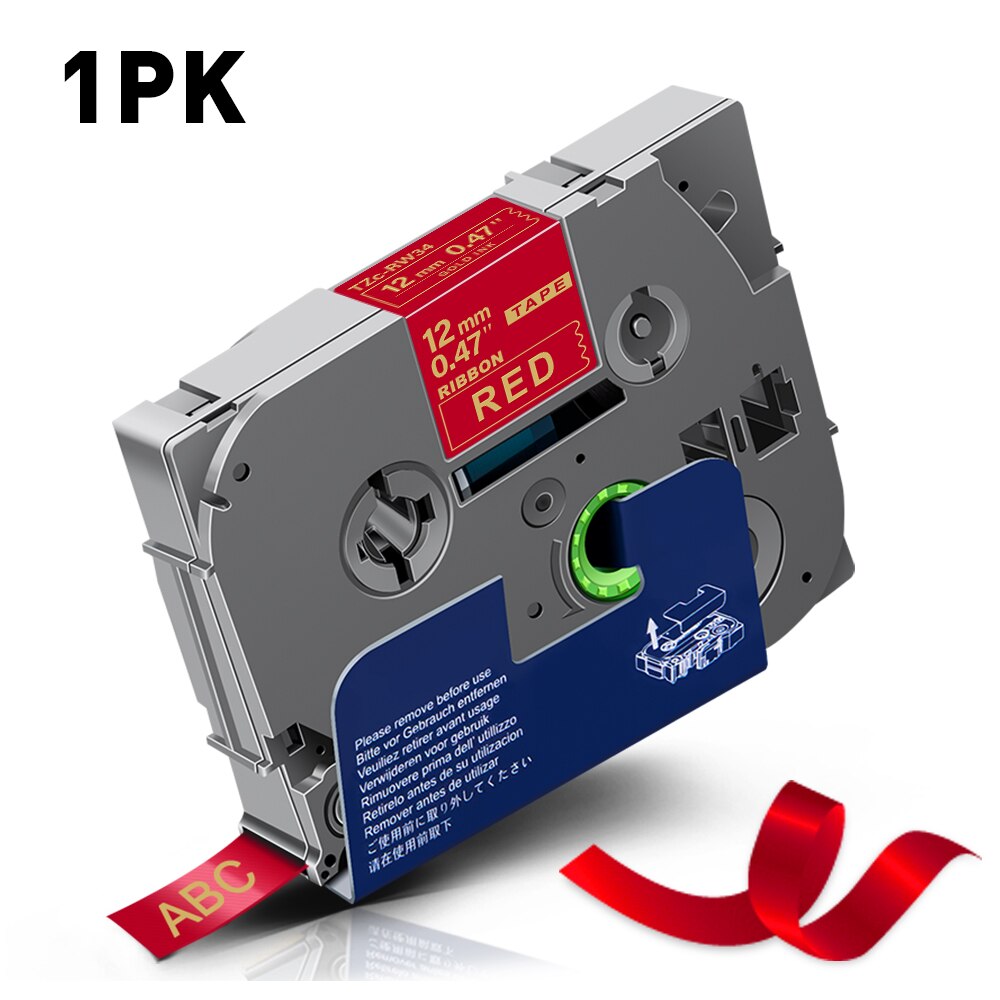 5PK satyna taśma wstążkowa dla brata upiększyć taśma RE34 RN34 R234 RW34 R231 12mm dla brata PT drukarka etykiet PT-H110 PTE100 D600: 1PK RW34