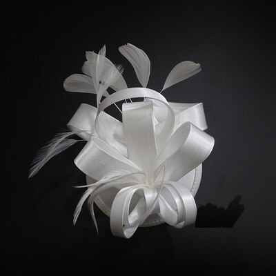 BRITNRY Wedding Hat 9 Colors Satin Feather Hairpin Bridal Hat Wedding Party Evening Vintage Fascinator Hats: White