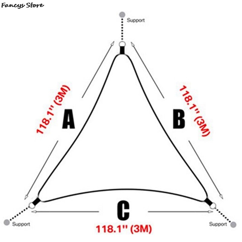 3M Triangle Sun Shade Sail Canopy For Block Sun Shelter For Outdoor Facility Activities Backyard Awning Swimming Pool Villa