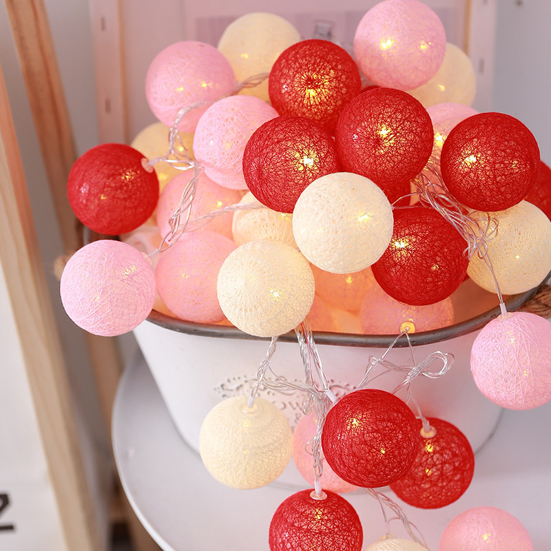 Batterie Bunte Baumwollgirlande 4 cm LED-Kugeln Weihnachtskette Weihnachtsbeleuchtung für Heimdekoration Hochzeit Fee Schlafzimmer Dekor: Warmes Weiß / 350W