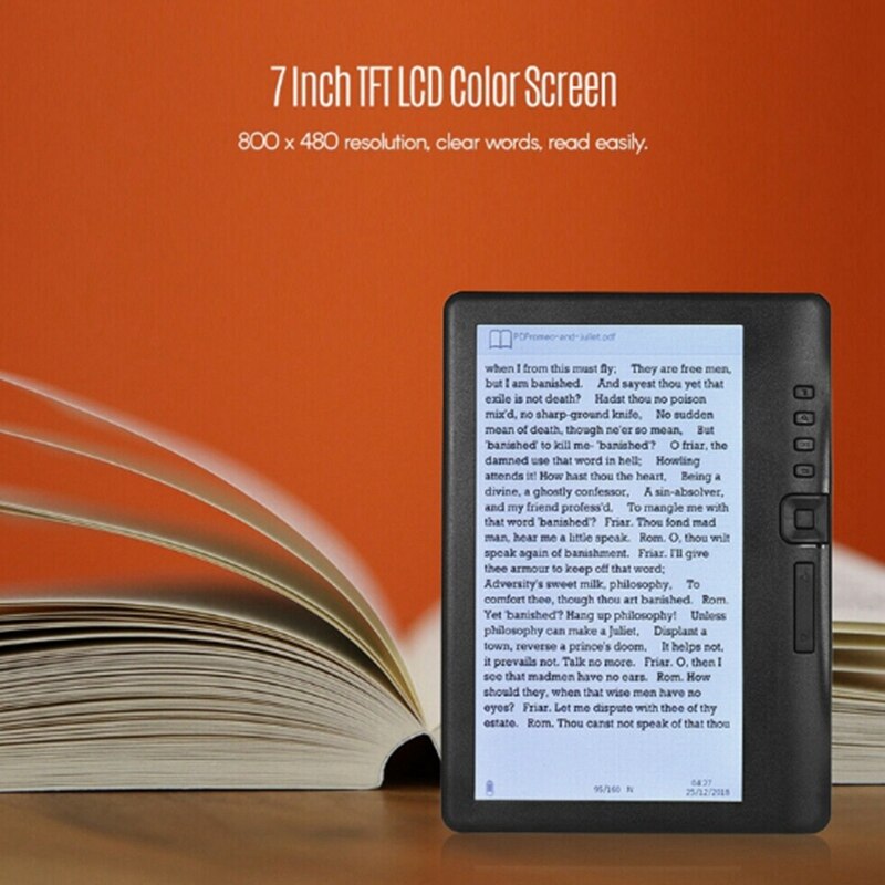 7 pouces Ebook lecteur e-ink LCD écran couleur intelligent avec résolution HD numérique E-Book vidéo MP3 lecteur de musique prend en charge la carte TF