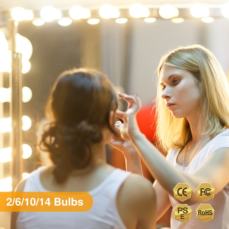 Dc5v 2/6/10/14 lampen led make-upspiegel gloeilamp hollywood make-up ijdelheidsverlichting usb wandlamp dimbare kaptafelspiegel