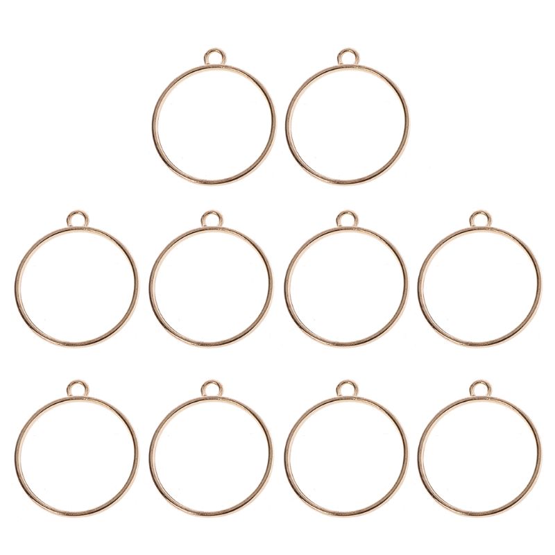 10Pcs Round Pendant Press Flower DIY UV Resin Blank Frame Bezel Jewelry Making: KC