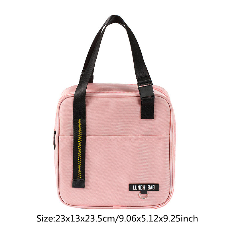 Draagbare Canvas Lunch Tas Vrouwen Outdoor Camping Wandelen Picknick Voedsel Koeler Pouch Reizen Eten Opslag Thermische Pakket Accessorie: B Pink
