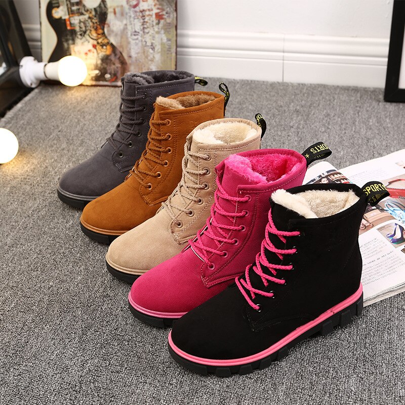 snow boots women boots flat ankle boots Martin boots winter warm ladies cotton shoes women's shoes