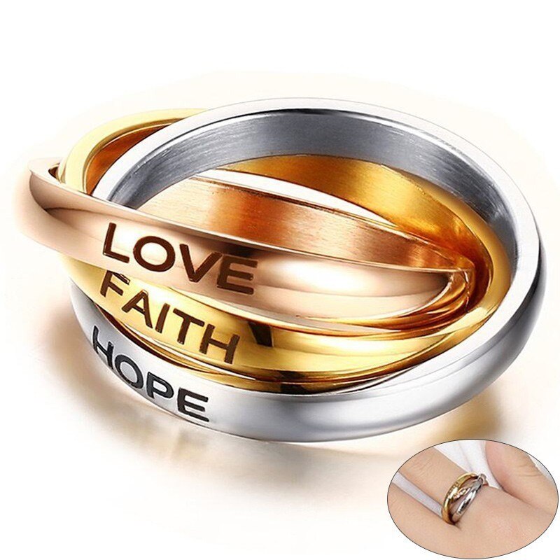 Novos anéis de noivado triplos interligados para mulheres, aço inoxidável, três em um, presente de promessa para o dia dos namorados dela: 8 / Verde