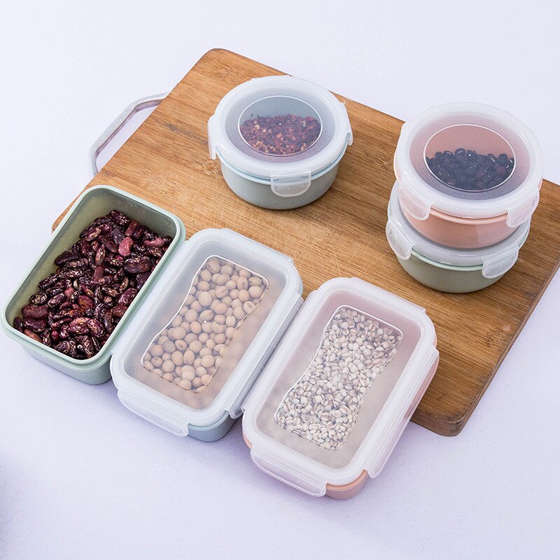 Round Mini Refrigerator Crisper Storage Box PP Food Storage Box for Kitchen Seal Box Lunch Grains Tank Sorting Container
