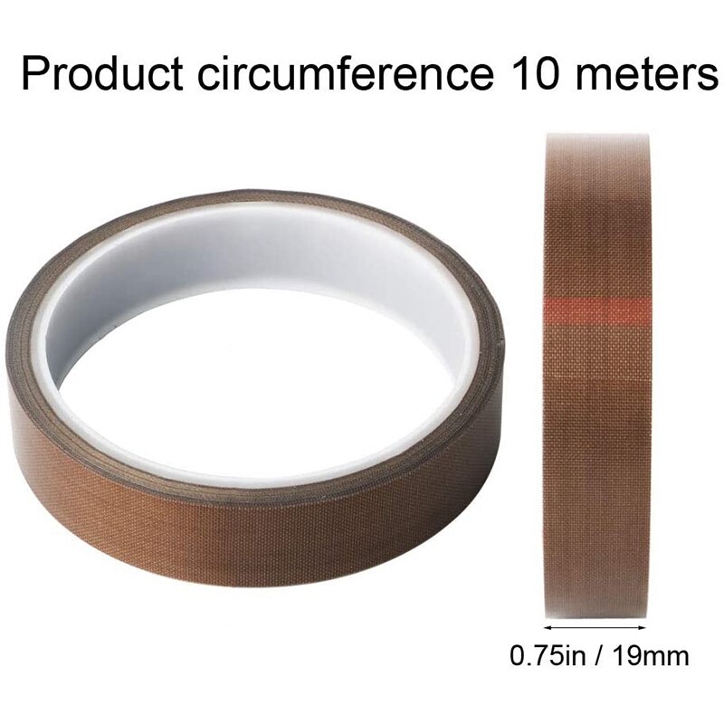 2 Roll Teflon Tape/PTFE Tape for Vacuum Sealer Machine,Hand and Impulse Sealers (19mm x 10M)