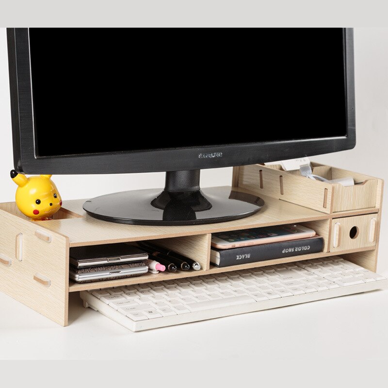 Skrivebordsholder hylde bærbar-stativ træ desktop skærm stativ computerskærm riser hylde sokkel stærk bærbar stativ skrivebordsholder 1: Egetræ