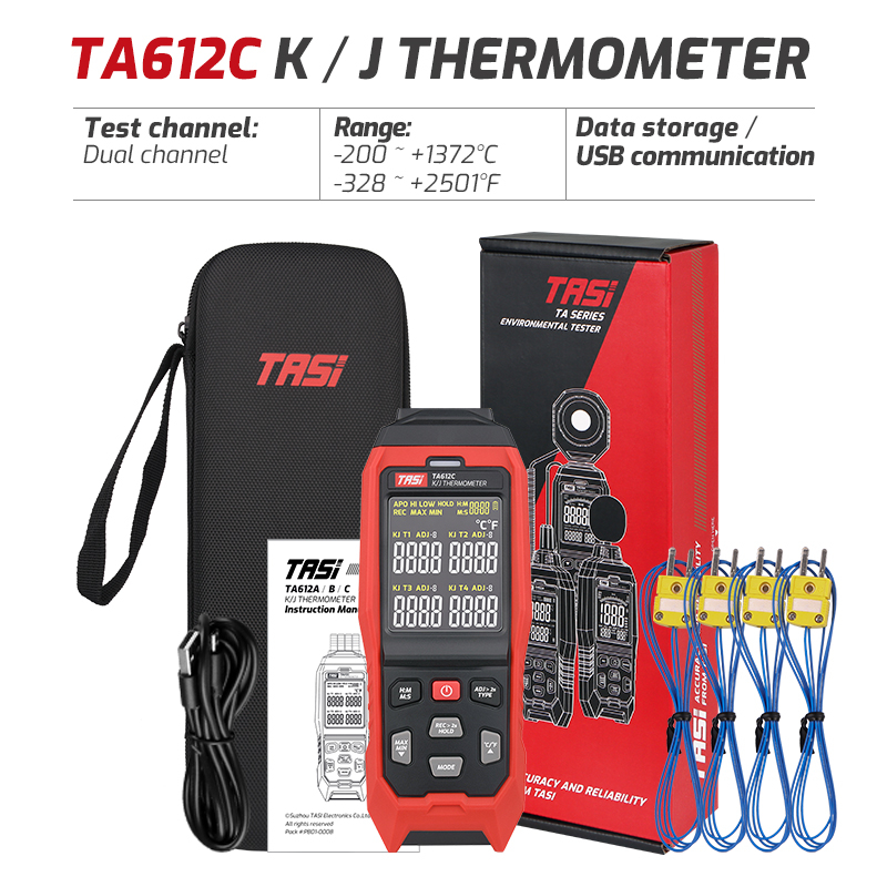 Termómetro termopar Digital TA612 A/B/C, medidor de temperatura de contacto, pantalla LCD, K/J, herramientas de medición C/ F