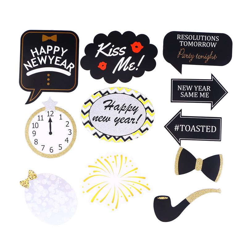 32PCS Year Photograph Props Camera Props Glitter Funny Photography Accessories for Costume Party Theme Party