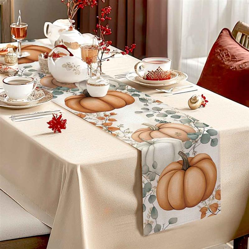 Thanksgiving pompoenen herfstbladeren polyester tafellopers bruiloft decoratie duurzame keuken eettafel lopers feestartikelen