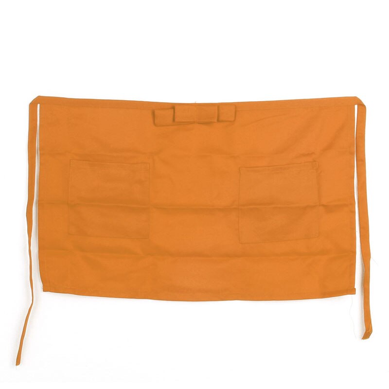Delantal de media cintura para Bar, Pub, cocina, de algodón, 6 colores, para camarero, camarera: Naranja