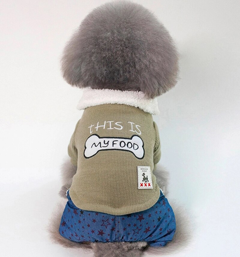 Inverno quente do cão de estimação macacão roupas roupas cães padrão osso filhote de cachorro cachorro gatos quatro perna casaco trajes s xxl xxl: Green / XXL