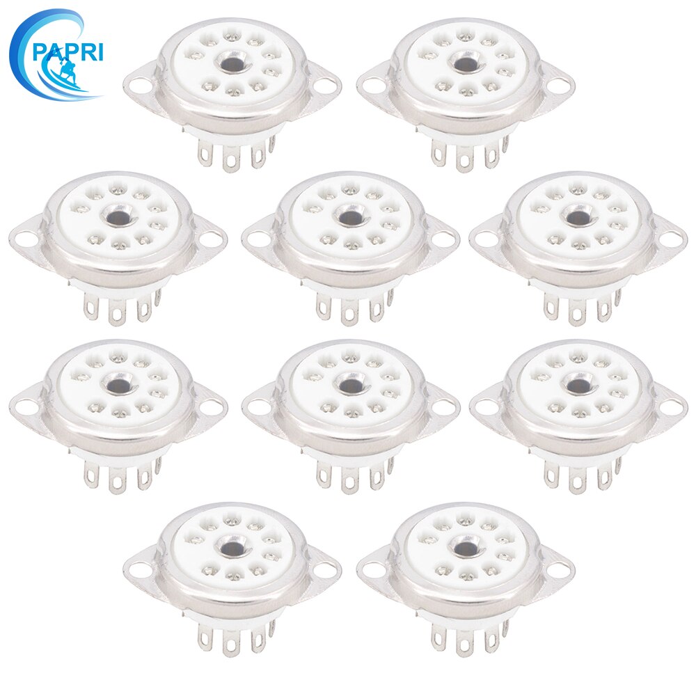 PAPRI 10PCS Ceramic B9A Gold Plated 9Pin Vacuum Tube Socket Panel Chassis Mount for ECC81 ECC82 ECC83 EL84 6922 Etc Vacuum Tube: GZC9-C